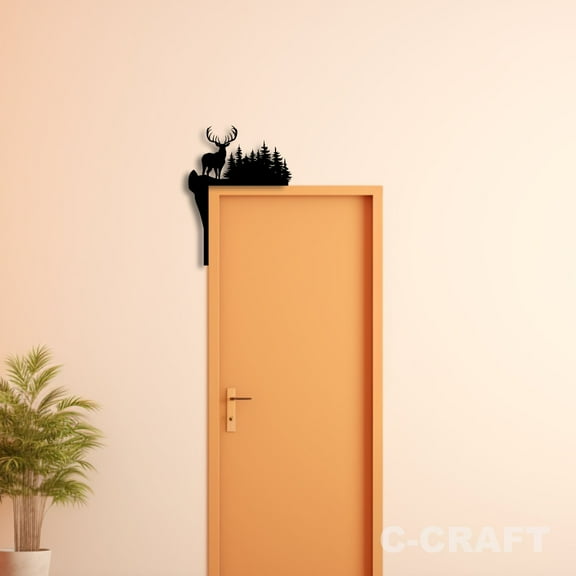 C-CRAFT Deer Hunting Metal Decorative Door Corner 8 inch For Home & Office Decor