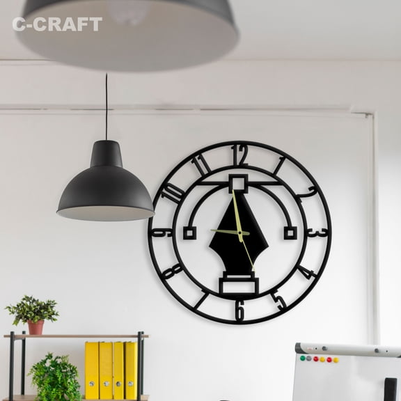 C-CRAFT Designer Latin Numeral Modern Wall Clock Silent 14 Inch for Living Room Wall Decor
