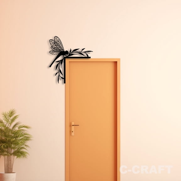 C-CRAFT Dragonfly Leaves Metal Decorative Door Corner 8 inch For Home & Office Decor