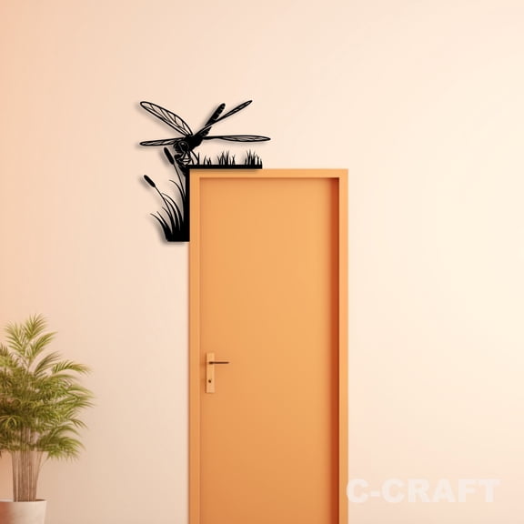 C-CRAFT Dragonfly Metal Decorative Door Corner 8 inch for Modern Home & Office Decor