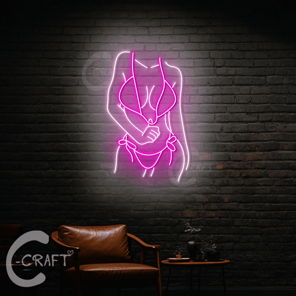 C-CRAFT Female Body Neon Sign Led Light Up 38 inch for Bedroom Wall Art Decor