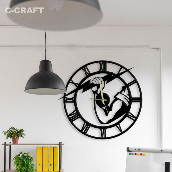 C-CRAFT Electrical Engineer Modern Wall Clock Silent 14 Inch for Living Room Wall Decor