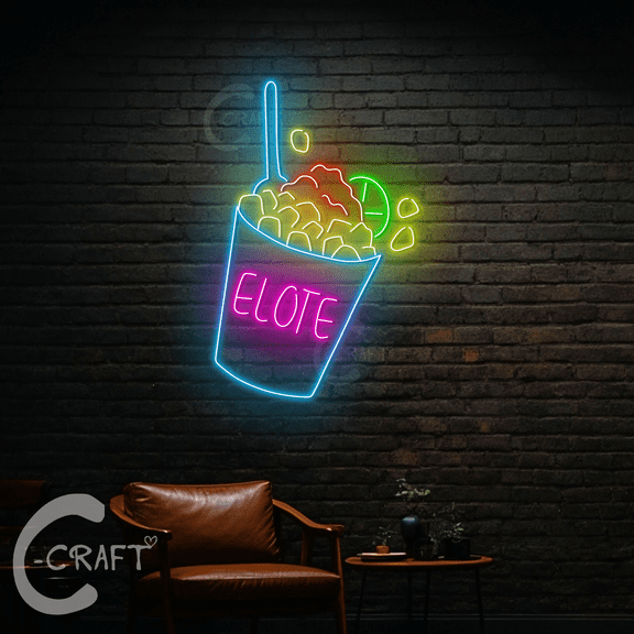 C-CRAFT Elote Neon Sign Led Light Up 23 inch for Mexican Elote Restaurant Wall Art Decor