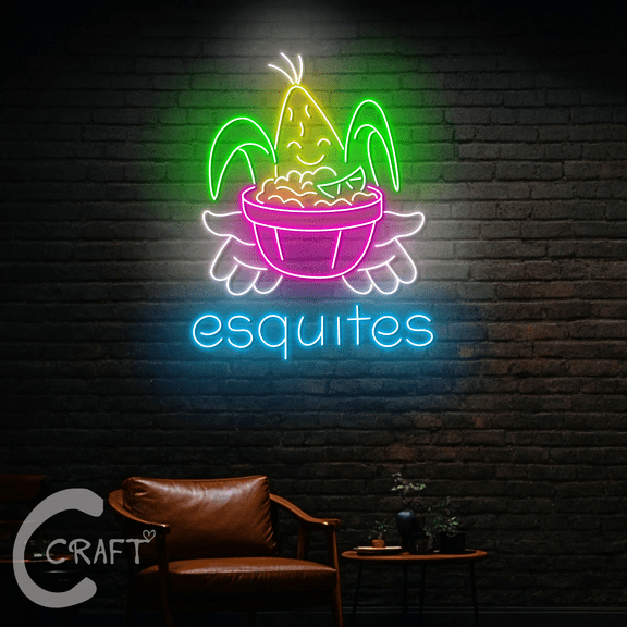 C-CRAFT Esquites Neon Led Light Up 23 inch for Mexican Esquite Restaurant Wall Decor