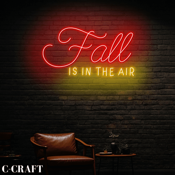 C-CRAFT Fall Is In The Air Thanksgiving Neon Sign LED Light Acrylic Wall Decoration For Home Decor