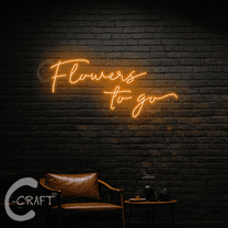 C-CRAFT Flowers To Go Neon Sign Led Light Up 20 inch for Flower Shop Wall Art Decor