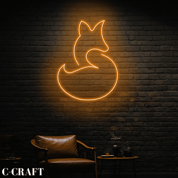 C-CRAFT Fox Neon Led Light for Fox Lover Bedroom Wall Art Decor