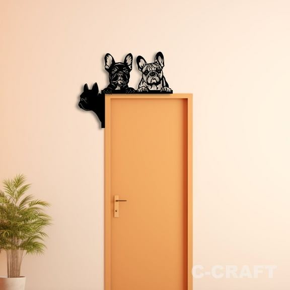 C-CRAFT French Bulldog Metal Decorative Door Corner 8 inch For Home & Office Decor