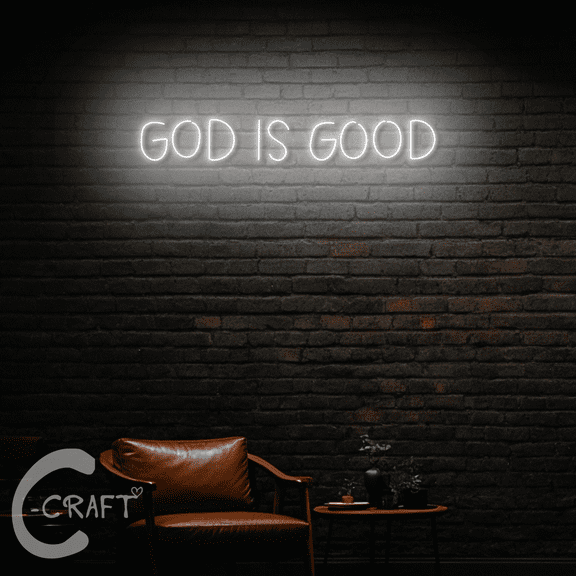 C-CRAFT God Is Good Neon Led Light 18 inch for Christian Home Living Room Decor