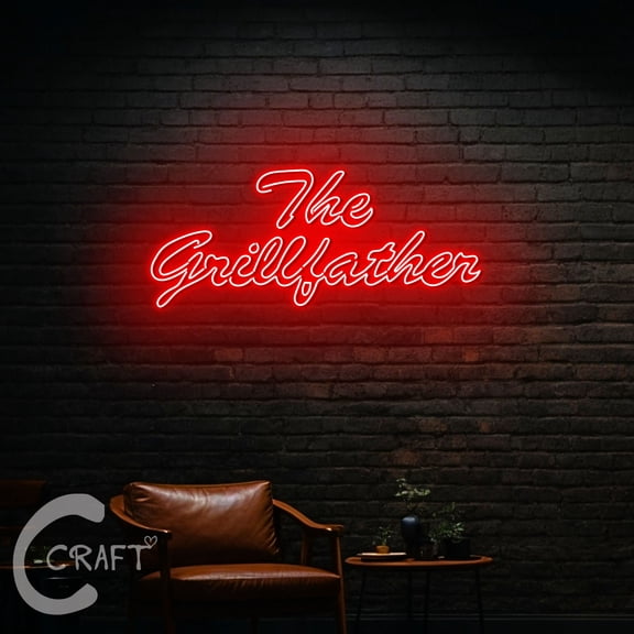 C-CRAFT Grillfather Neon Led Light Up 20 inch for BBQ Barbecue Restaurant Grill Bar Wall Decor