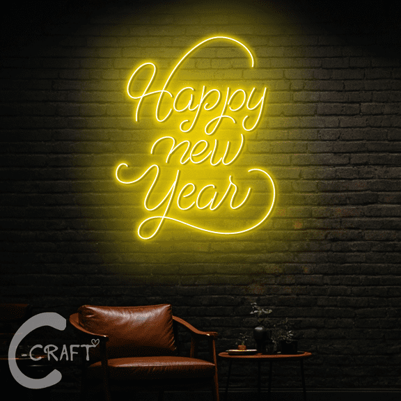C-CRAFT Happy New Year Neon Led Lights 18 inch for Business Home Decor