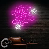C-CRAFT Happy New Year Neon Led Lights 20 inch for Restaurant Home Bar Decor