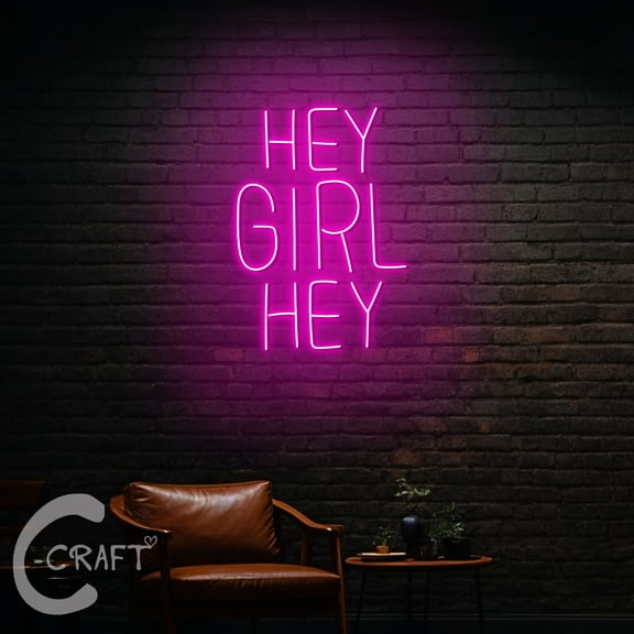 C-CRAFT Hey Girl Hey Neon Led Light Up 20 inch for Girl Club Party Bedroom Wall Decor