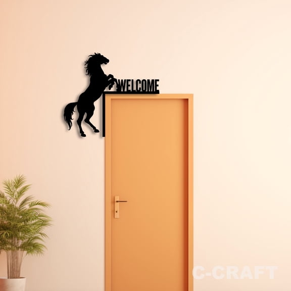 C-CRAFT Horse Metal Decorative Door Corner 8 inch For Home & Office Decor