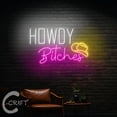 thumbnail image 1 of C-CRAFT Howdy Bitches Cowgirl Neon Led Light Up 30 inch for Cowgirl Club Party Bedroom Wall Decor, 1 of 5