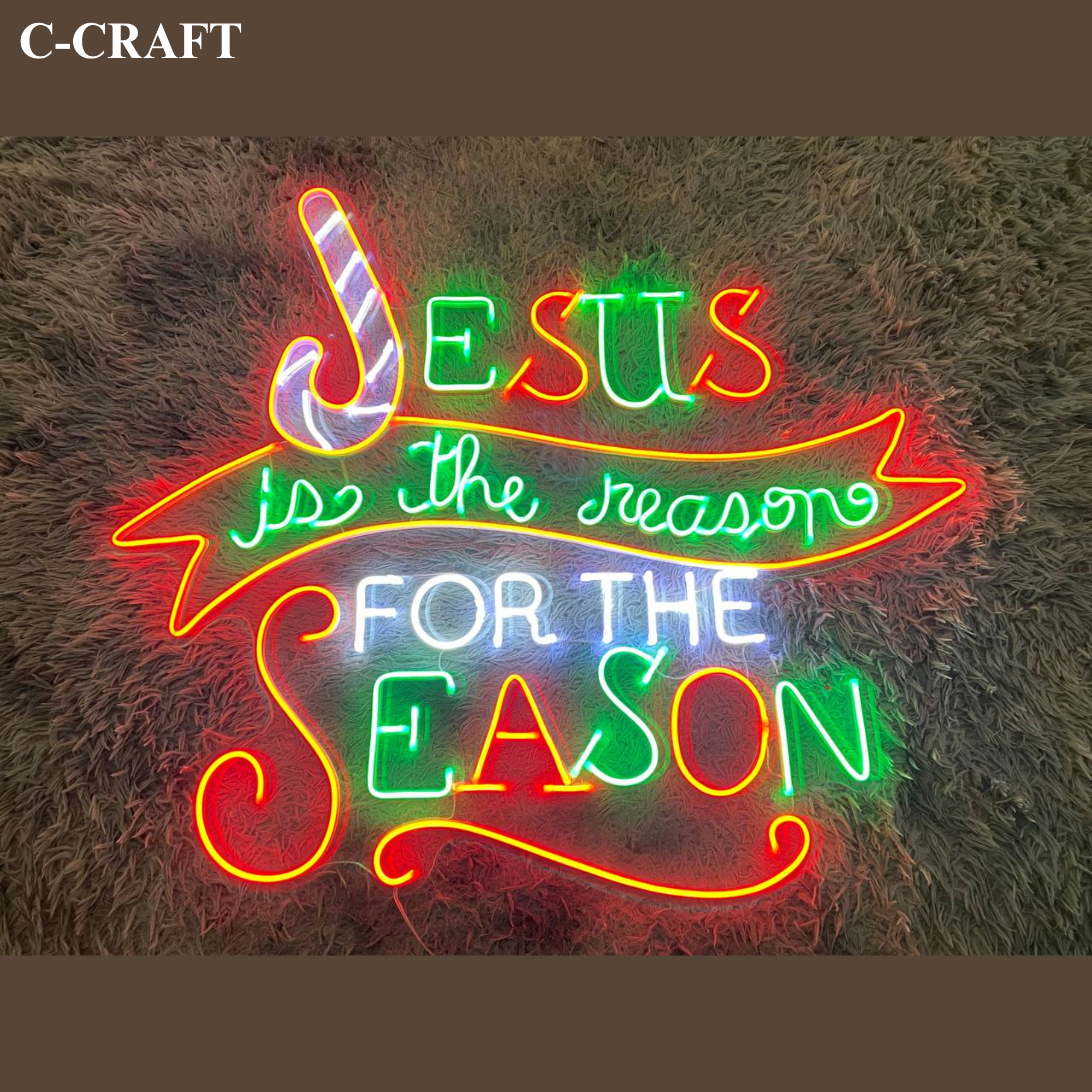 C-CRAFT Jesus Is The Reason For The Season Xmas Neon Sign LED Light 25 ...