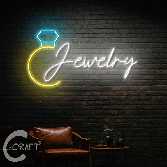 C-CRAFT Jewelry Led Neon Sign 33 inch for Storefront Display, Jewelry Store Wall Art Decoration