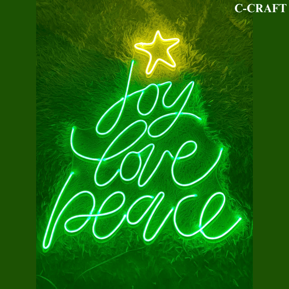 C-CRAFT Joy Love Peace Xmas Neon Sign LED Light 25 inch for Wall Decor