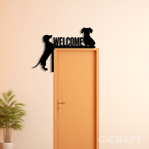 C-CRAFT Large Wiener Dog Metal Decorative Door Corner 8 inch for Modern Home & Office Decor