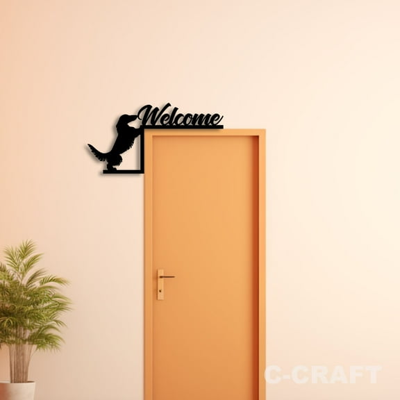 C-CRAFT Large Wire Haired Wiener Dog Metal Decorative Door Corner 8 inch For Home & Office Decor