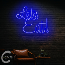 C-CRAFT Let's Eat Neon Led Light Up 18 inch for Restaurant Kitchen Decor