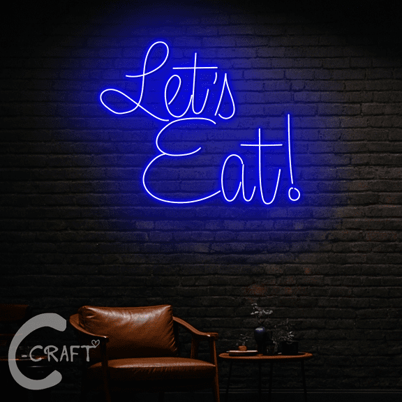 C-CRAFT Let's Eat Neon Led Light Up 23 inch for Restaurant Kitchen Decor