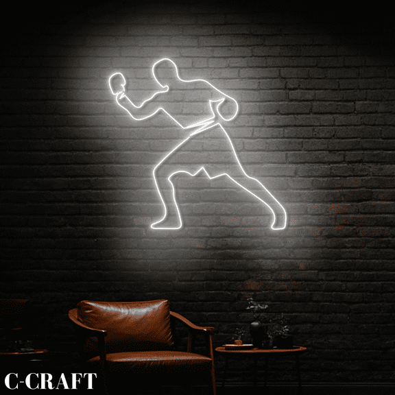 C-CRAFT Man Boxing Neon Led Light Wall Art for Sport Boxing Club Decor