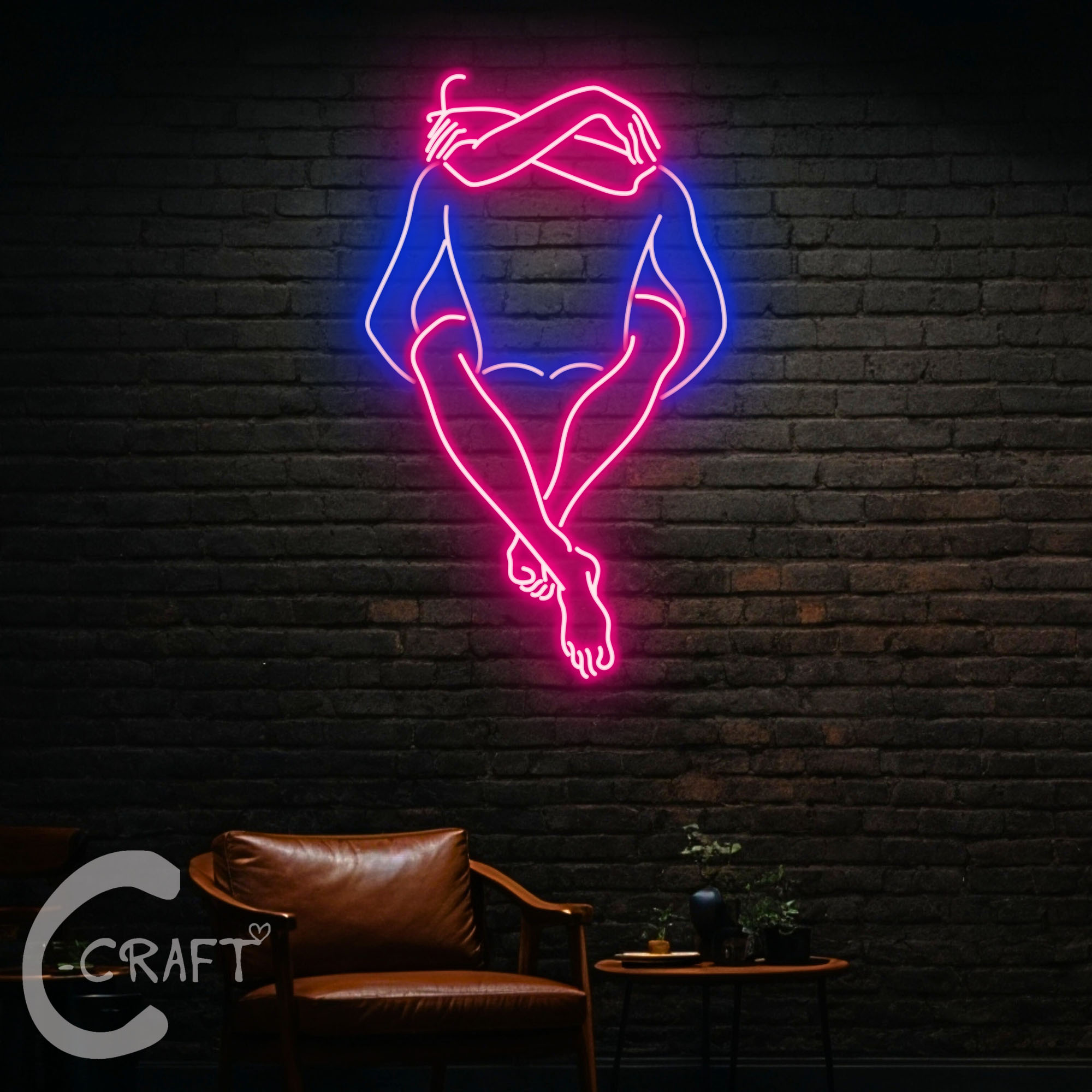 C-CRAFT Man Woman Body Neon Sign LED Light 23 inch for Couple Bedroom ...
