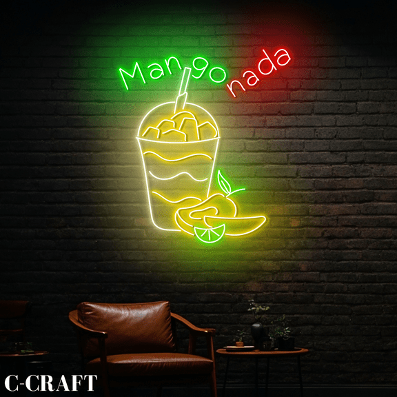 C-CRAFT Mangonada Smoothie Neon Led Light Sign for Mexican Mangonada Shop Wall Art Decor