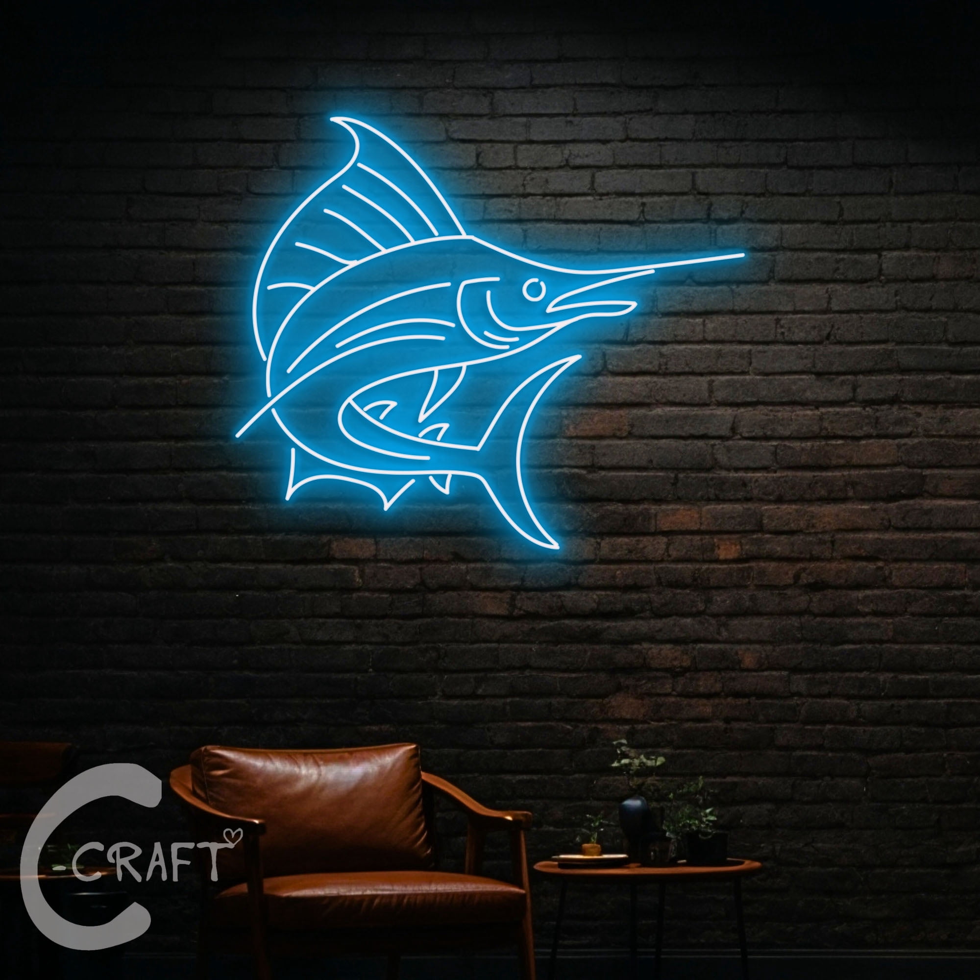 C-CRAFT Marlin Fish Neon Sign LED Light 23 inch for Fish Shop Seafood ...