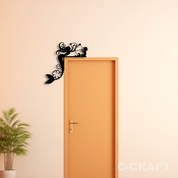 C-CRAFT Mermaid Fairy Metal Decorative Door Corner 8 inch For Home & Office Decor