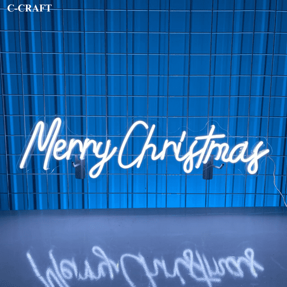 C-CRAFT Merry Christmas Neon Sign LED Light 25 inch for Wall Decor, Xmas Gift