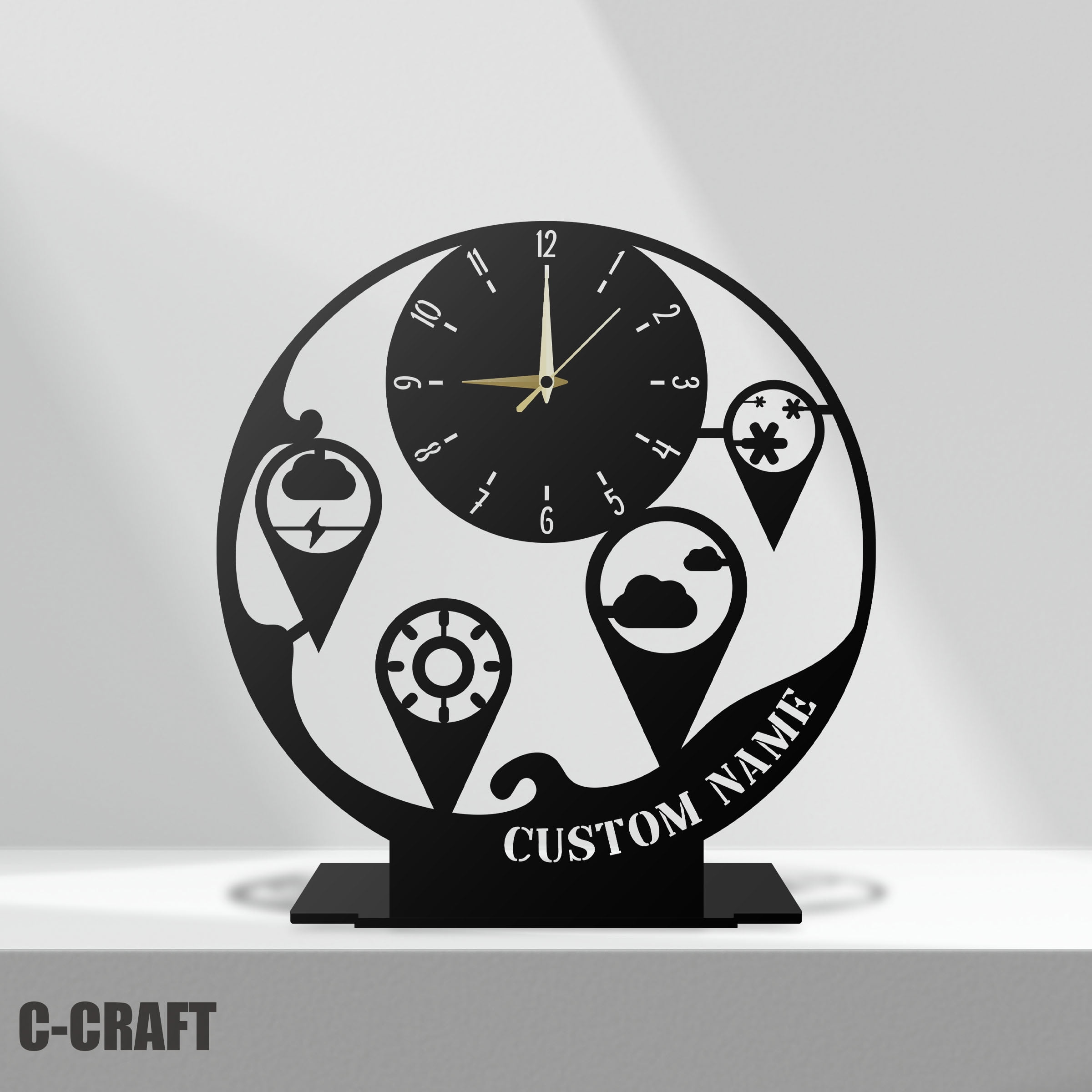 CCRAFT Meteorologist Metal Modern Desk Clock 10 inch for Home Office