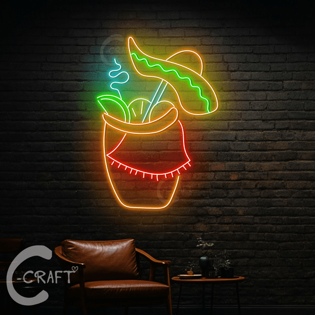 C-CRAFT Mexican Cantarito Neon Sign Led Light Up 38 inch for Bar Pub ...