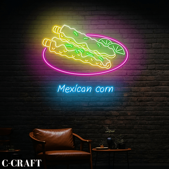 C-CRAFT Mexican Corn Neon Led Light for Mexican Elote Corn Restaurant Wall Art Decor