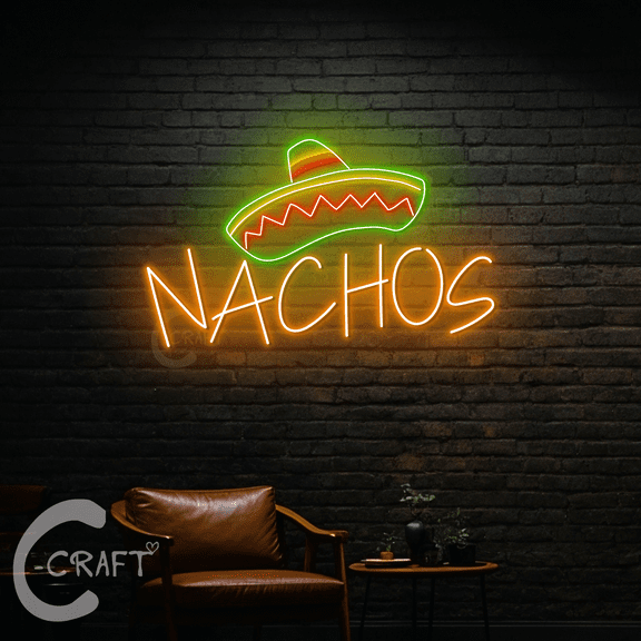 C-CRAFT Nachos Neon Light Led Sign 40 inch for Mexican Nachos Restaurant Wall Art Decor