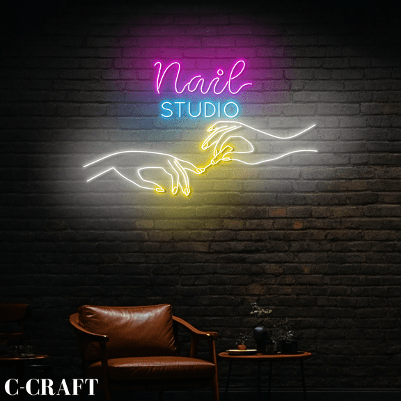 C-CRAFT Nail Studio Neon Led Light Wall Art for Manicure Salon Nails Shop Decor