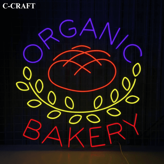 C-CRAFT Organic Bakery Neon LED Light Acrylic Wall Decorations For Bakery Decor