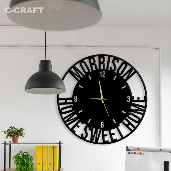 C-CRAFT Personalized Modern Wall Clock Silent 14 Inch for Living Room Wall Decor