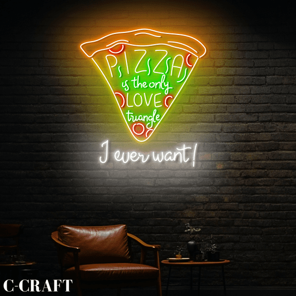 C-CRAFT Pizza Is The Only Love Triangle Neon Led Light for Pizza Italian Restaurant Wall Art Decor