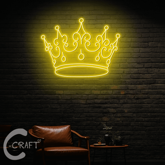 C-CRAFT Princess Crown Neon Led Light Sign 20 inch for Casino Home Bar Wall Decor