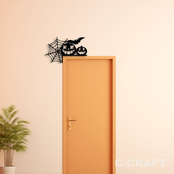 C-CRAFT Pumpkin Spider Metal Decorative Door Corner 8 inch for Modern Home & Office Decor