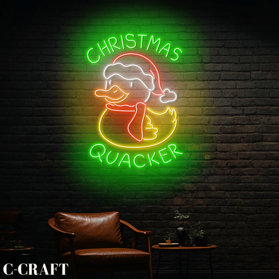 C-CRAFT Quacker Duck Christmas Wall Art Led Light Neon Sign For Duck Farm Decor