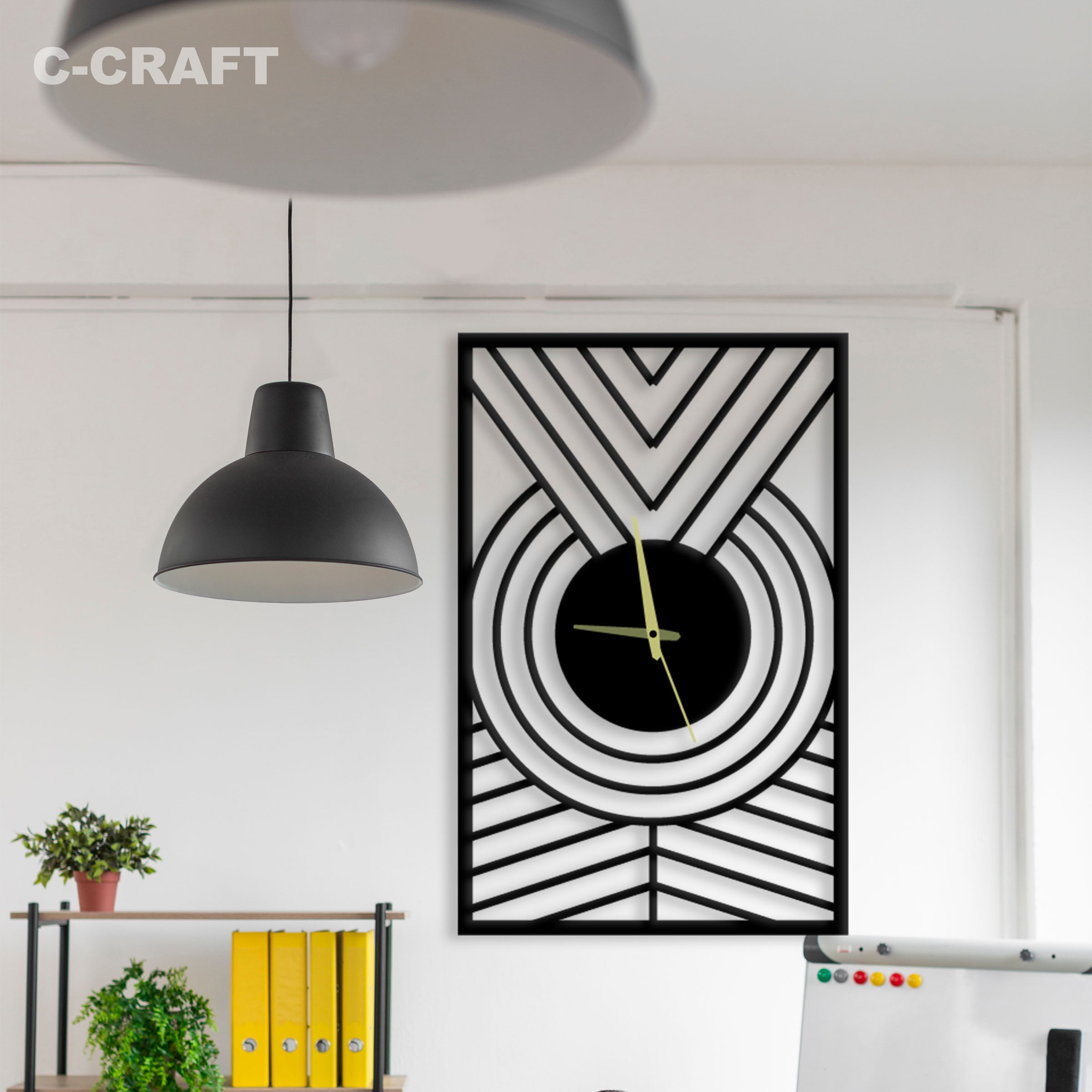 C-CRAFT Rectangle Modern Wall Clock Silent 14 Inch for Living Room Wall ...