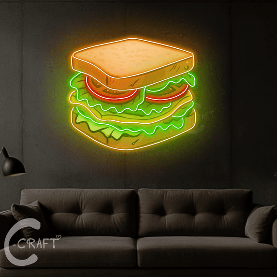 C-CRAFT Sandwich Led Light Neon Sign 18 inch for Sandwich Bakery Shop Wall Decoration - 18"/45cm
