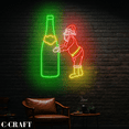 thumbnail image 1 of C-CRAFT Santa Wine Bottle Christmas Neon Led Light Wall Art for Bar Pub Decor, 1 of 4