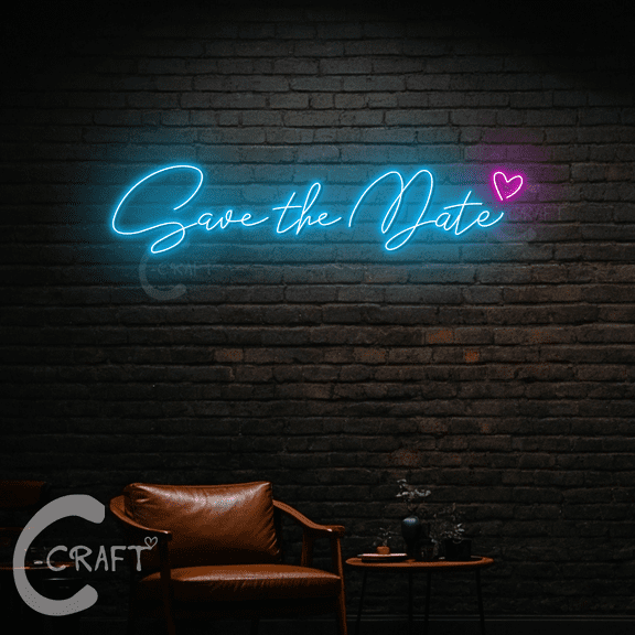 C-CRAFT Save The Date Neon Sign Led Light Up 33 inch for Wedding Party Wall Art Decor