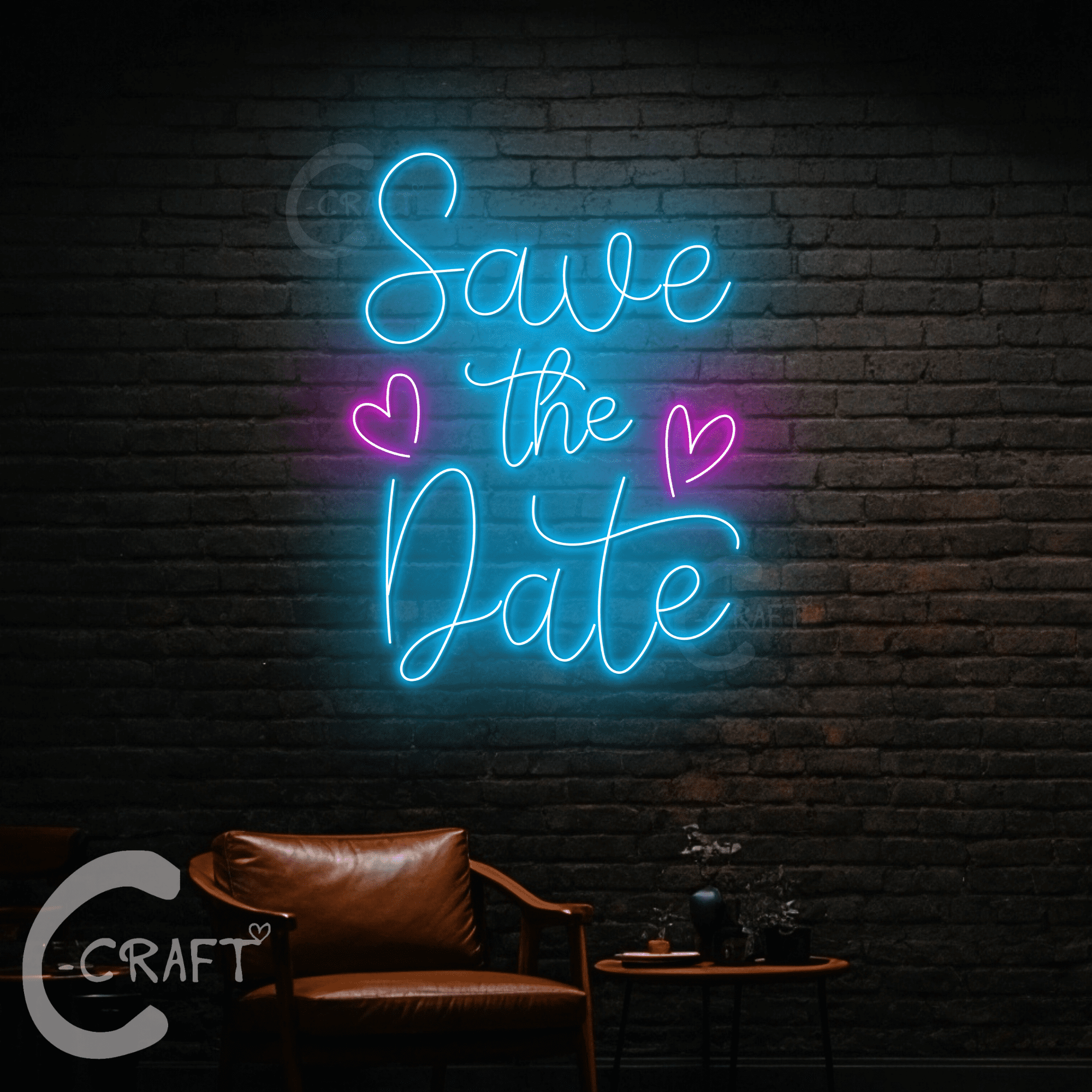 C-CRAFT Save The Date Neon Sign Led Light Up 35 inch for Wedding ...