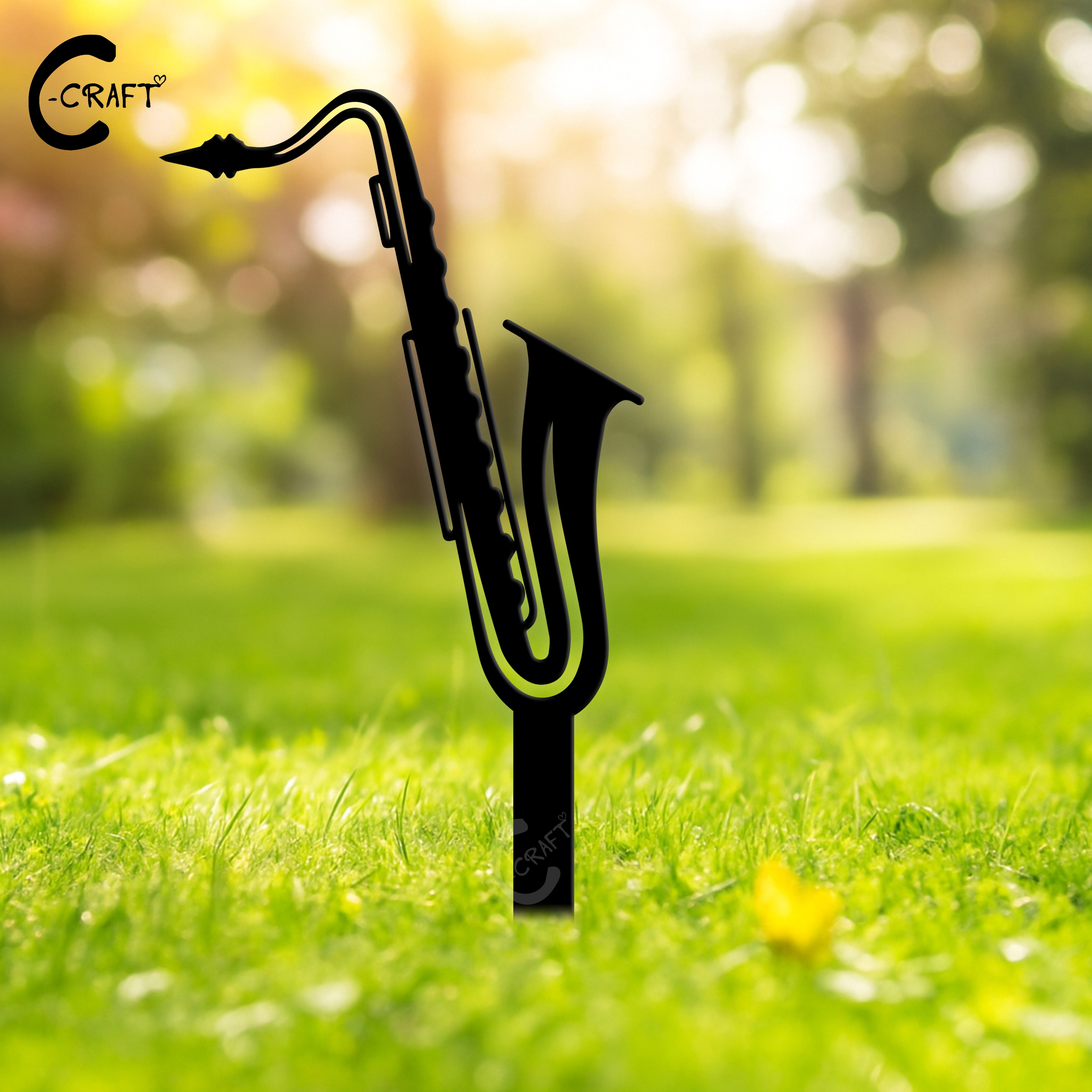 C-CRAFT Saxophone Metal Garden Stake 30 Inches, Artistic Style Gift for ...