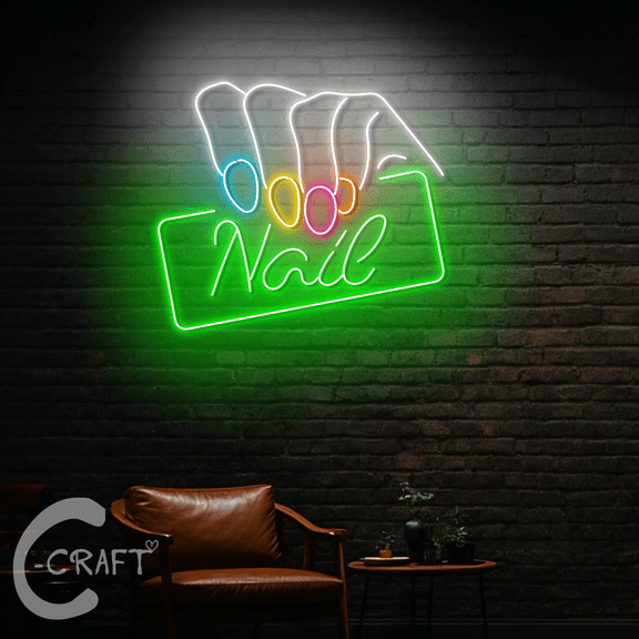 C-CRAFT Nail Board Neon Led Light Up 40 inch for Nail Salon Manicure Decor